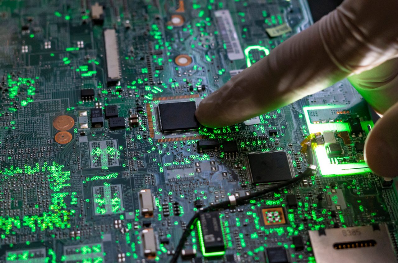 close up beautiful nano electronic technology board